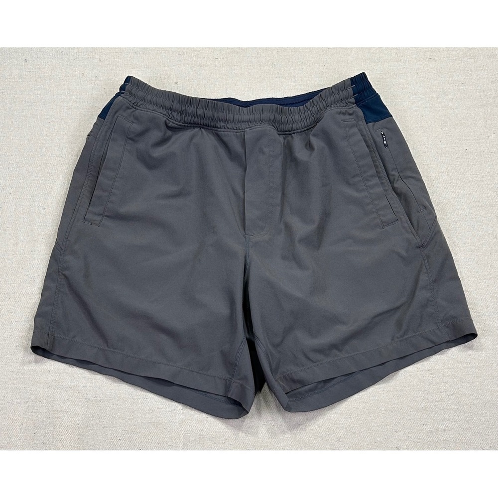Birddogs Mens Large Jogging Workout Running Shorts Gray Navy Blue Built-in Liner